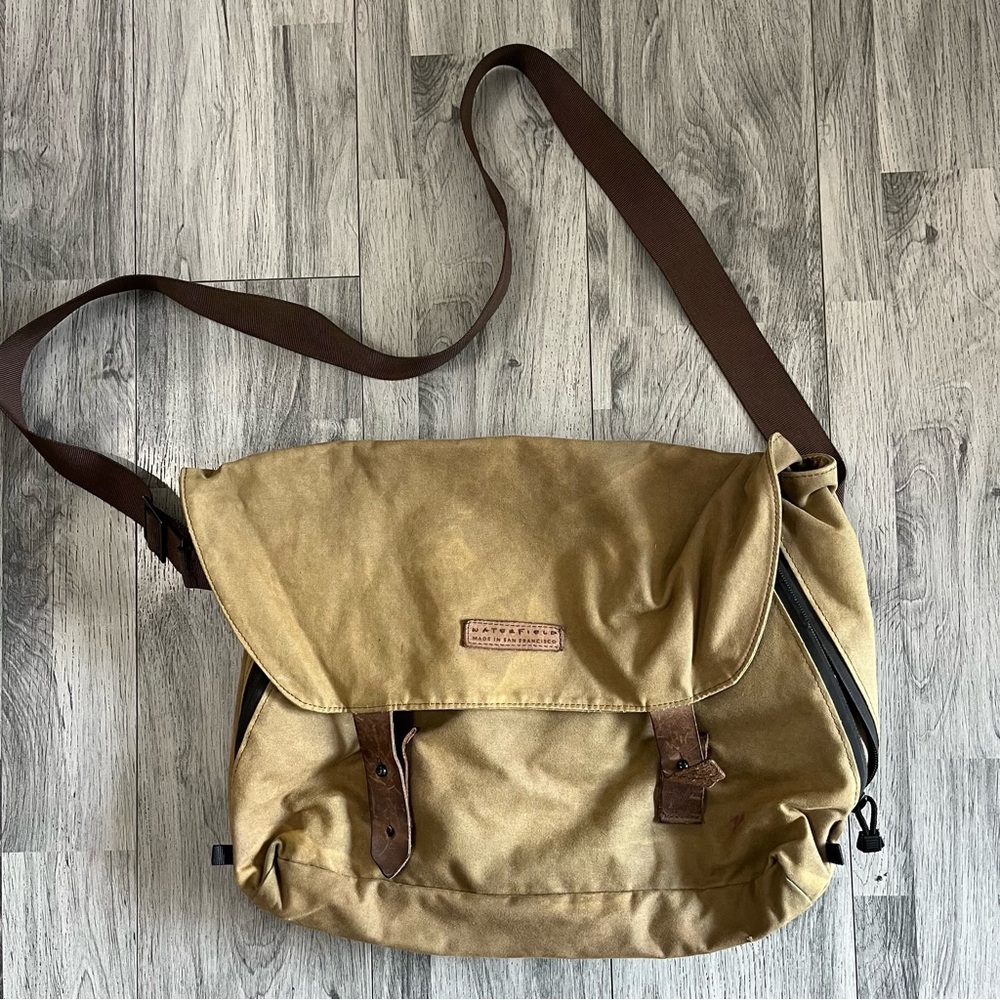 WaterField San Francisco Waxed Olive Canvas Gear Shoulder Travel Bag 15”x 11”